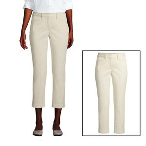 Size 14 Lands End Womens Mid Rise Chino Crop Pants, Eggshell White NWD